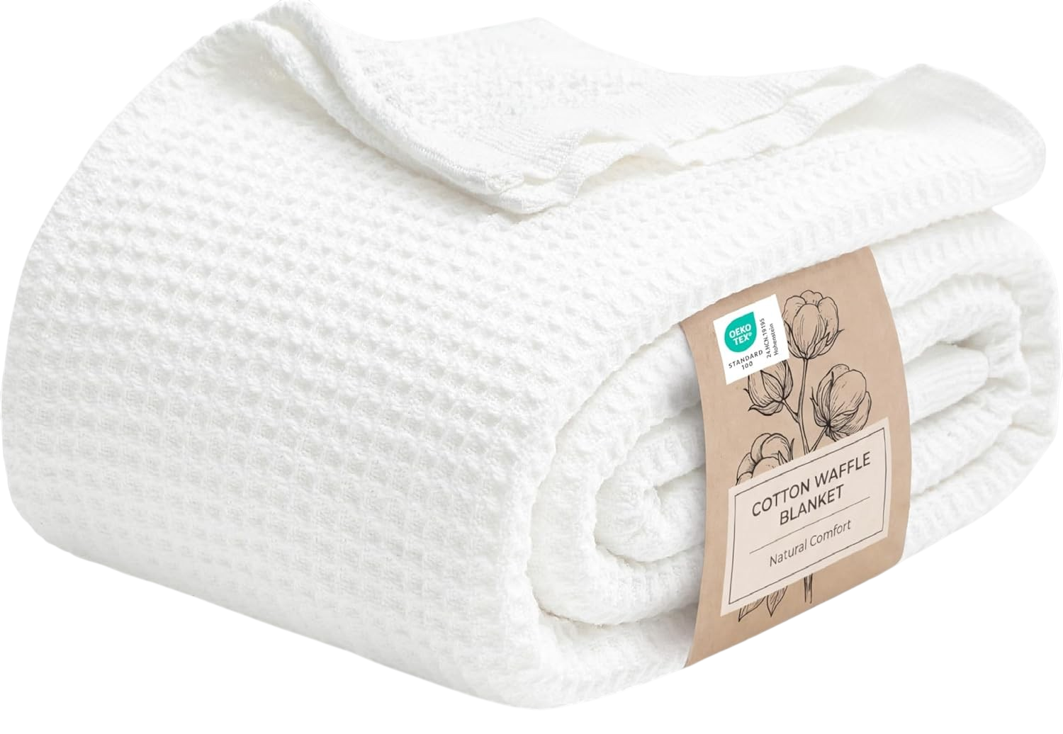 Bedsure white cotton waffle blanket 90x90