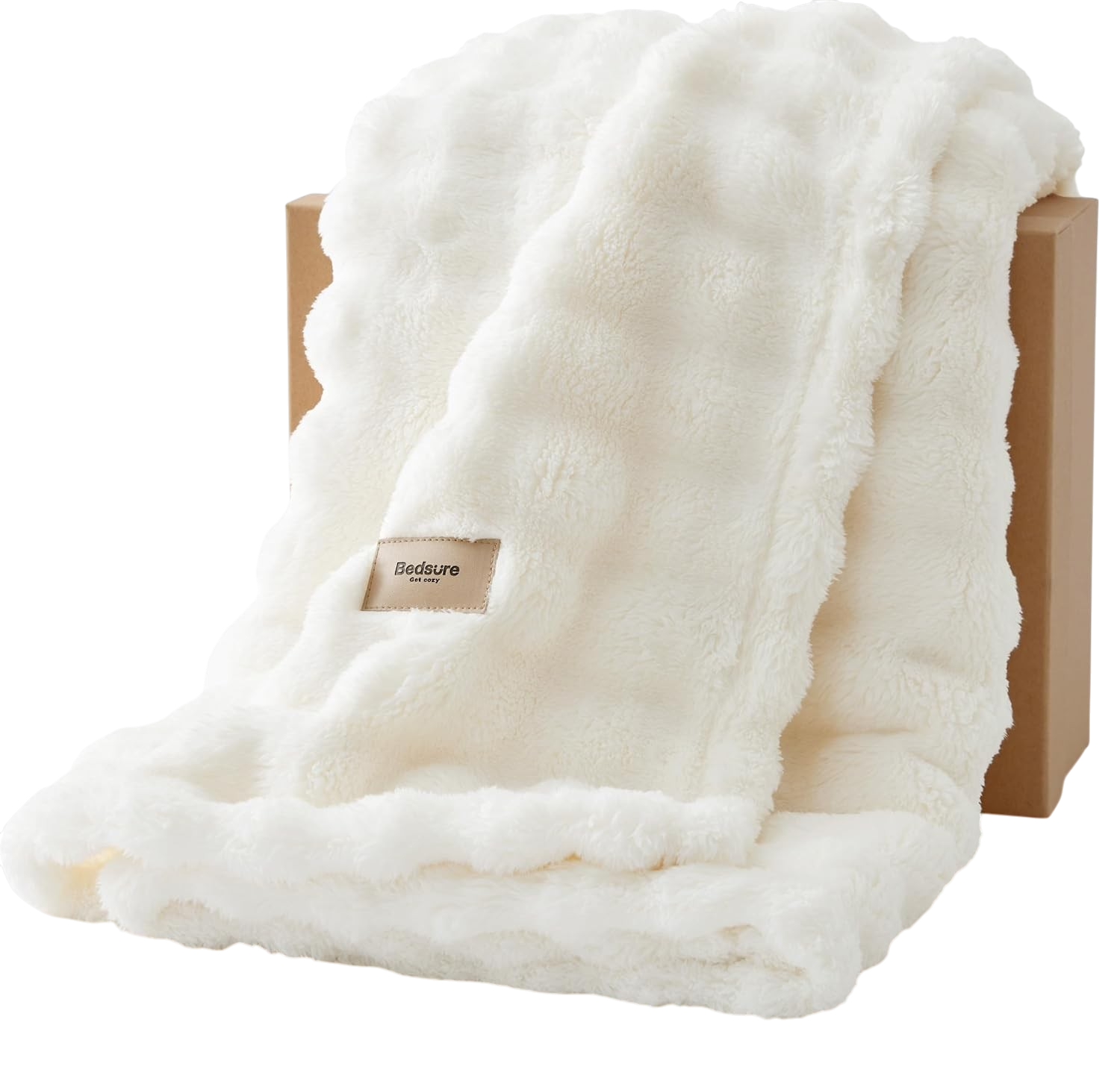 Bedsure off white 3D bubble twin blanket
