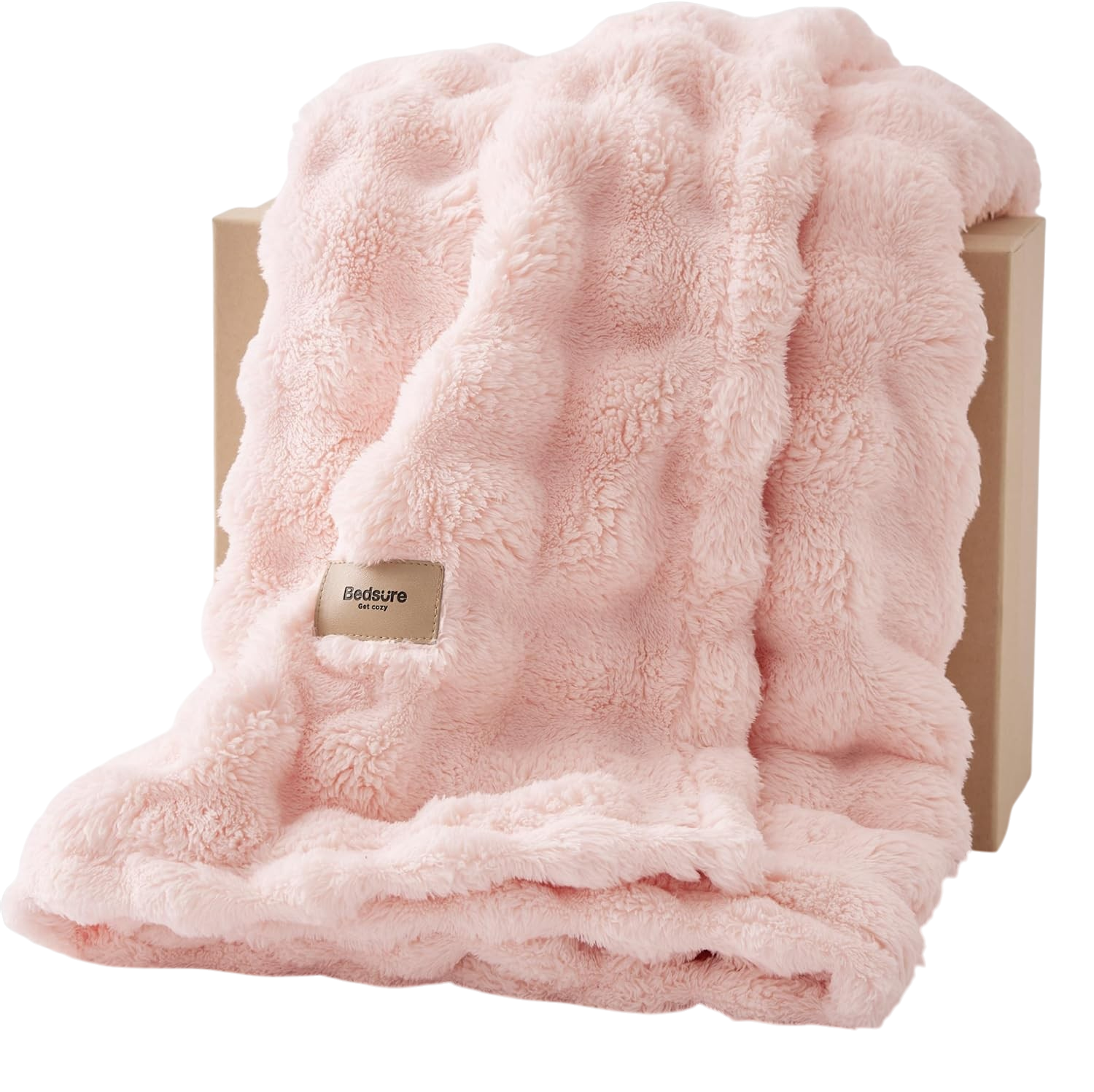 Bedsure pink 3D bubble throw blanket