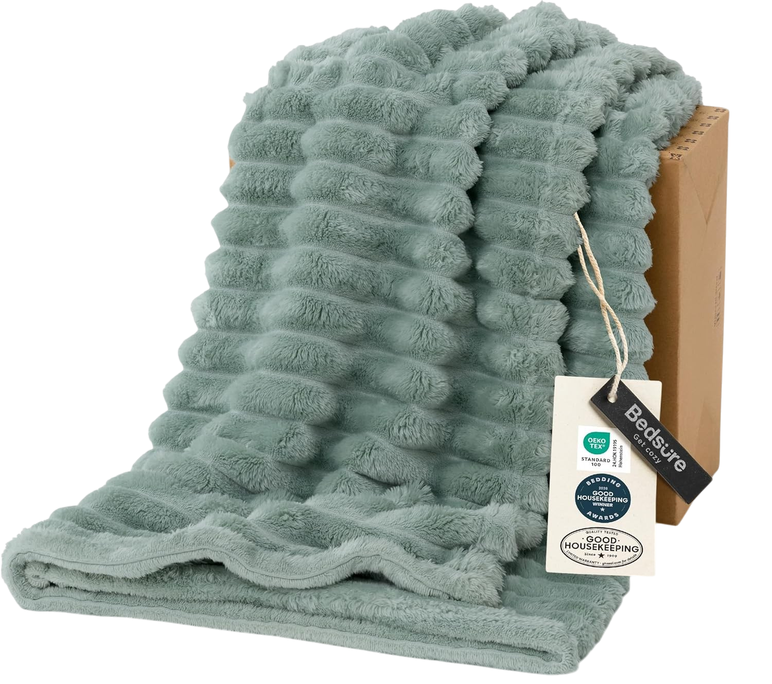 Bedsure sage green fleece throw blanket