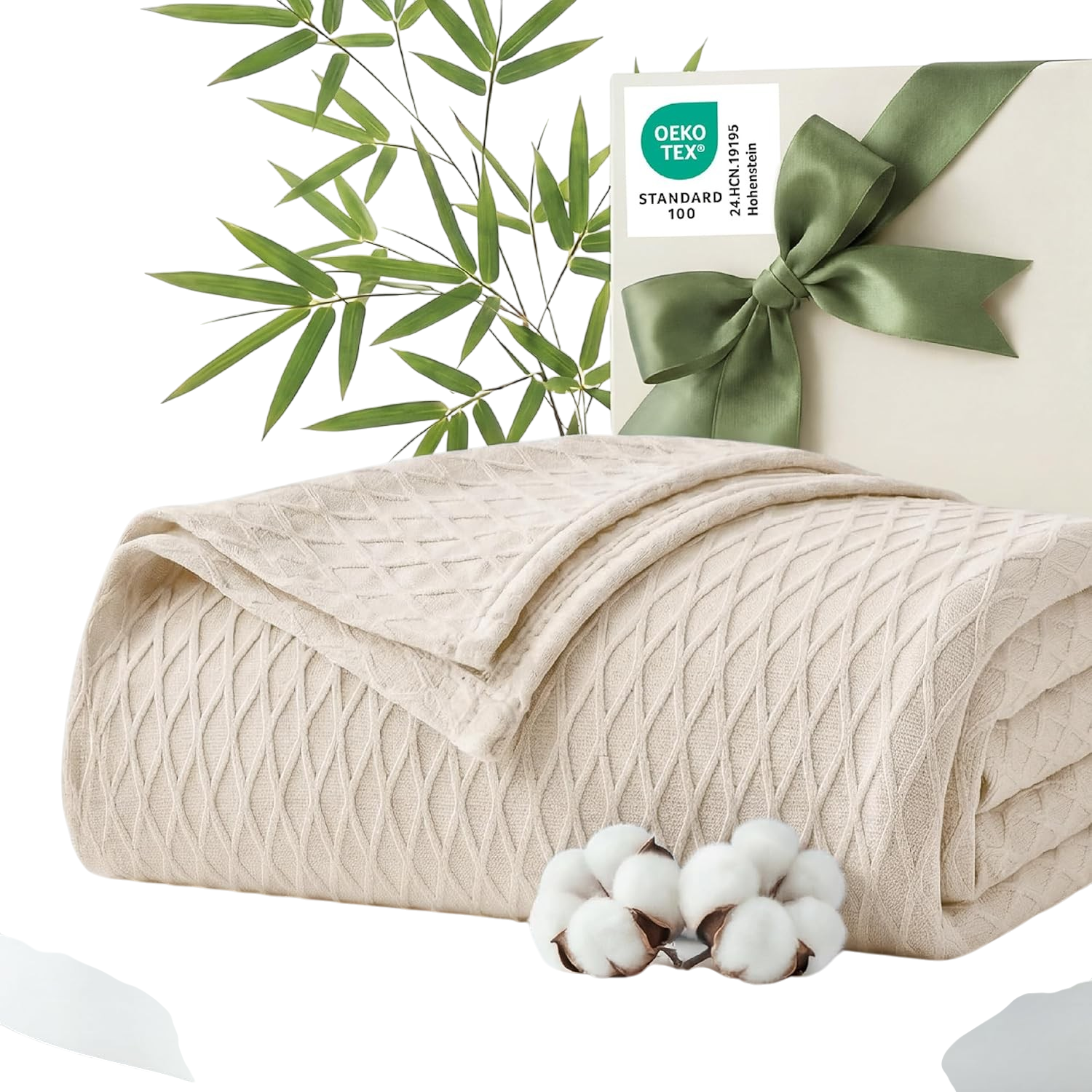 Bedsure bamboo cooling queen blanket beige