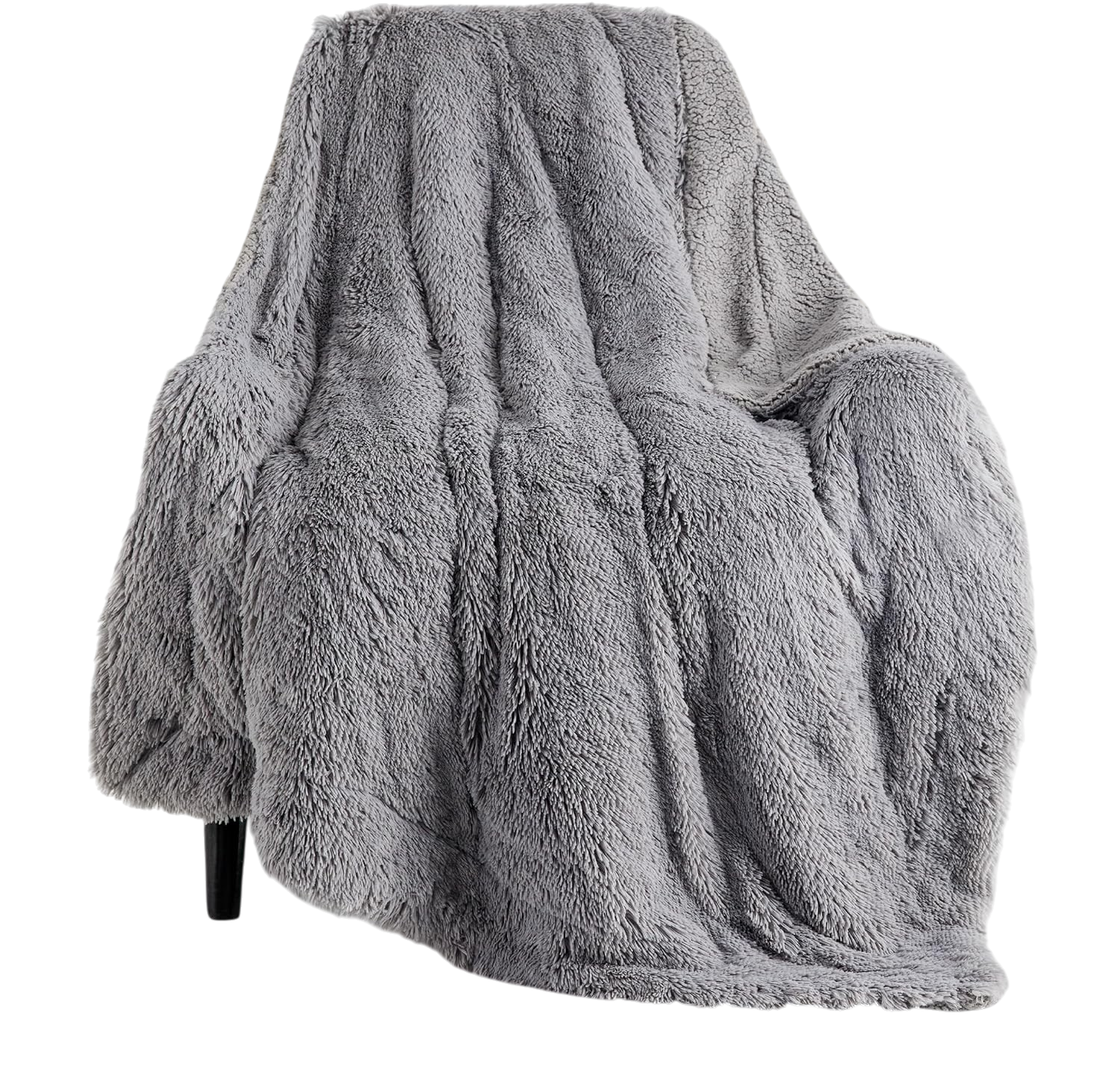 Bedsure grey sherpa throw blanket 50x60